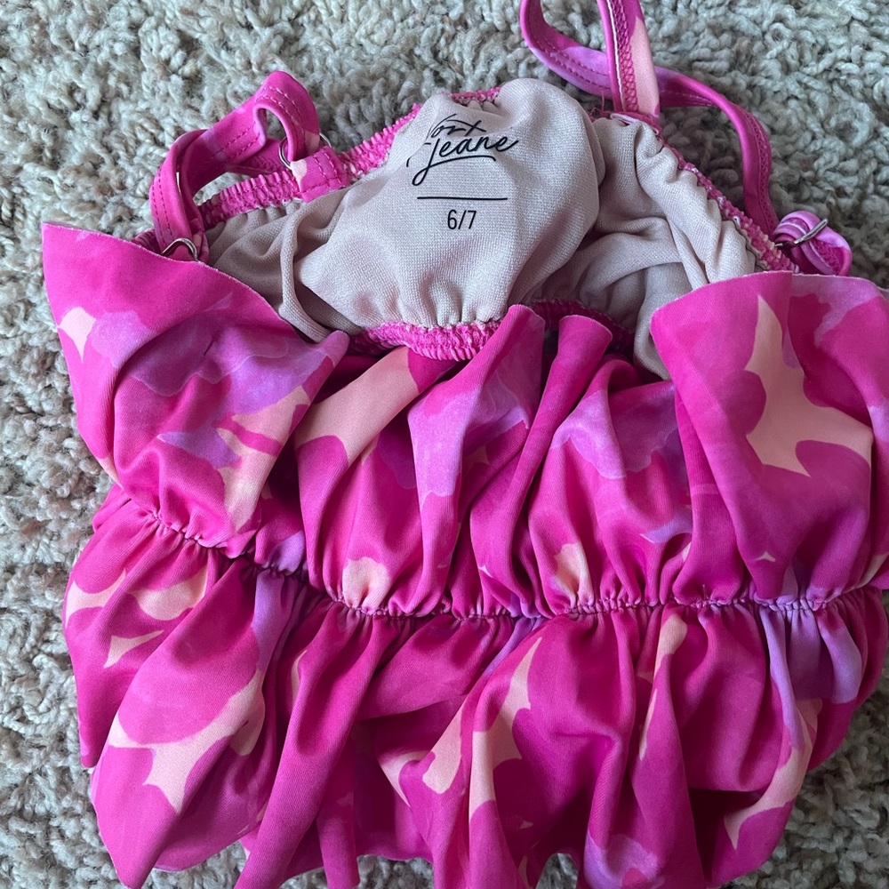 Girls pink blooms kortni jeane swim top 6/7